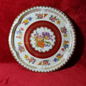 Vintage 1970’s Daher Decorated Ware Round Metal Tray, Made in England 12.75"